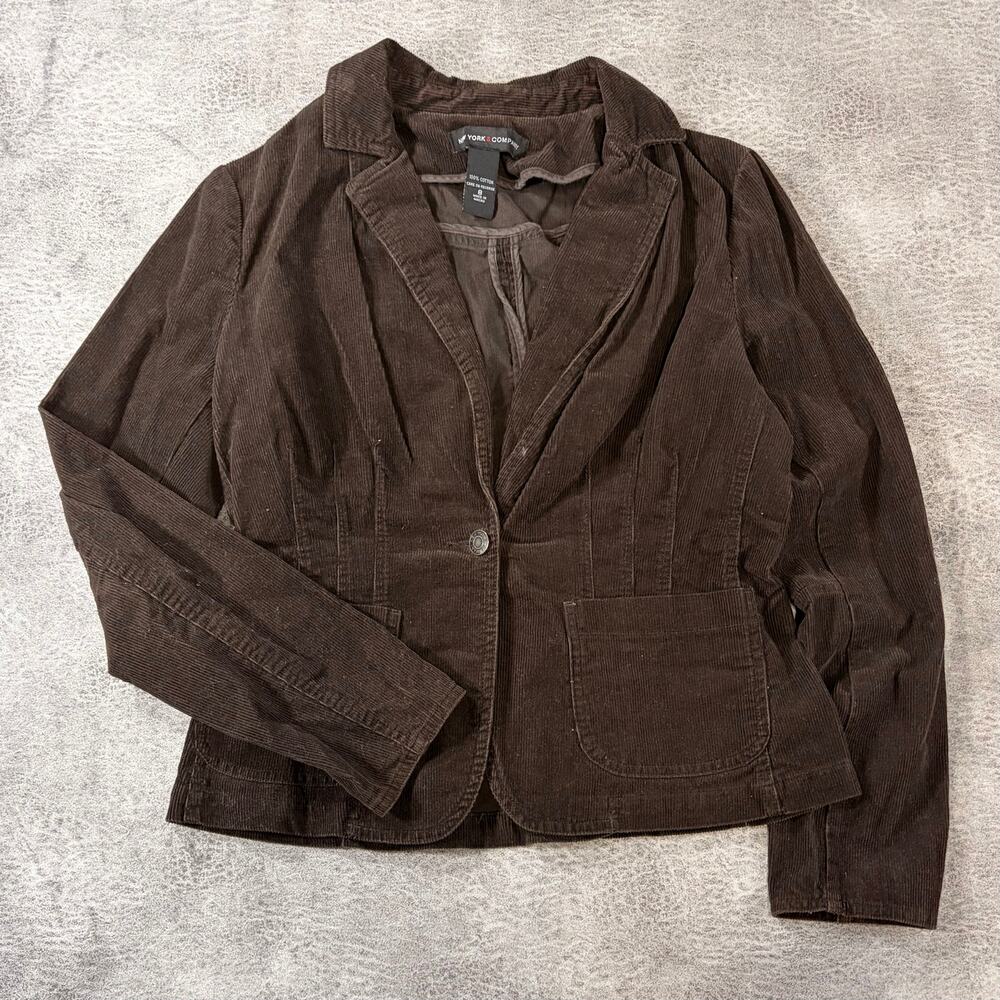 Brown Corduroy Button Front Tailored Jacket